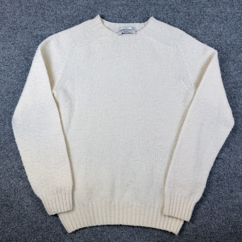 Officine Generale Sweater Mens S Cream 100% Wool Shaggy Fuzzy Made in Scotland